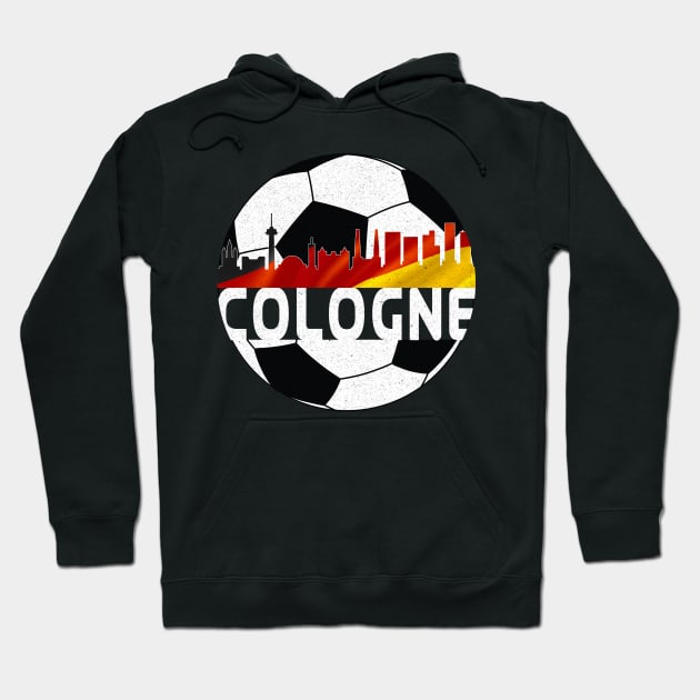 Cologne Germany Euro 2024 football—White text Hoodie by Rocky Ro Designs